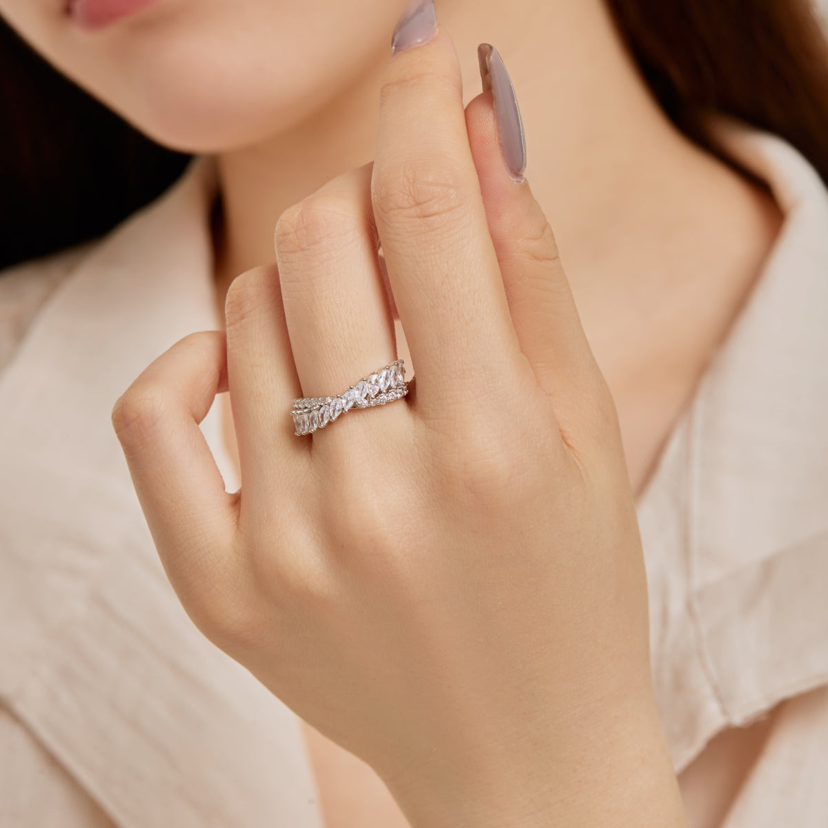 [Polaidi Jewelry]Unique Colorful Marquise Cut Daily Ring