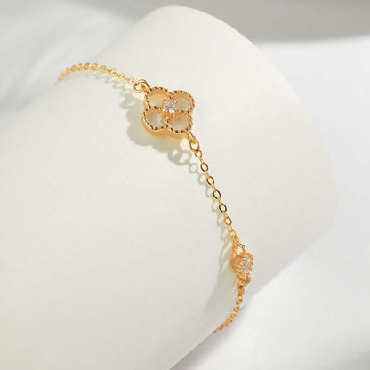 [Polaidi Jewelry]Delicate Four Leaf Clover Bracelet