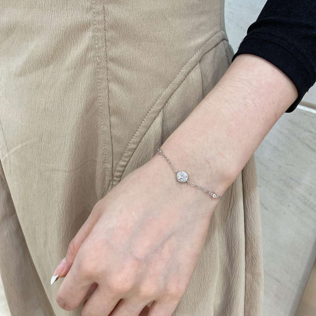 [Polaidi Jewelry]Dazzling Round Cut Shape Bracelet