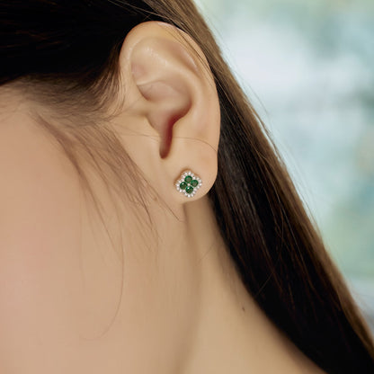 [Polaidi Jewelry]Four-Leaf Clover Flower Shaped Earrings