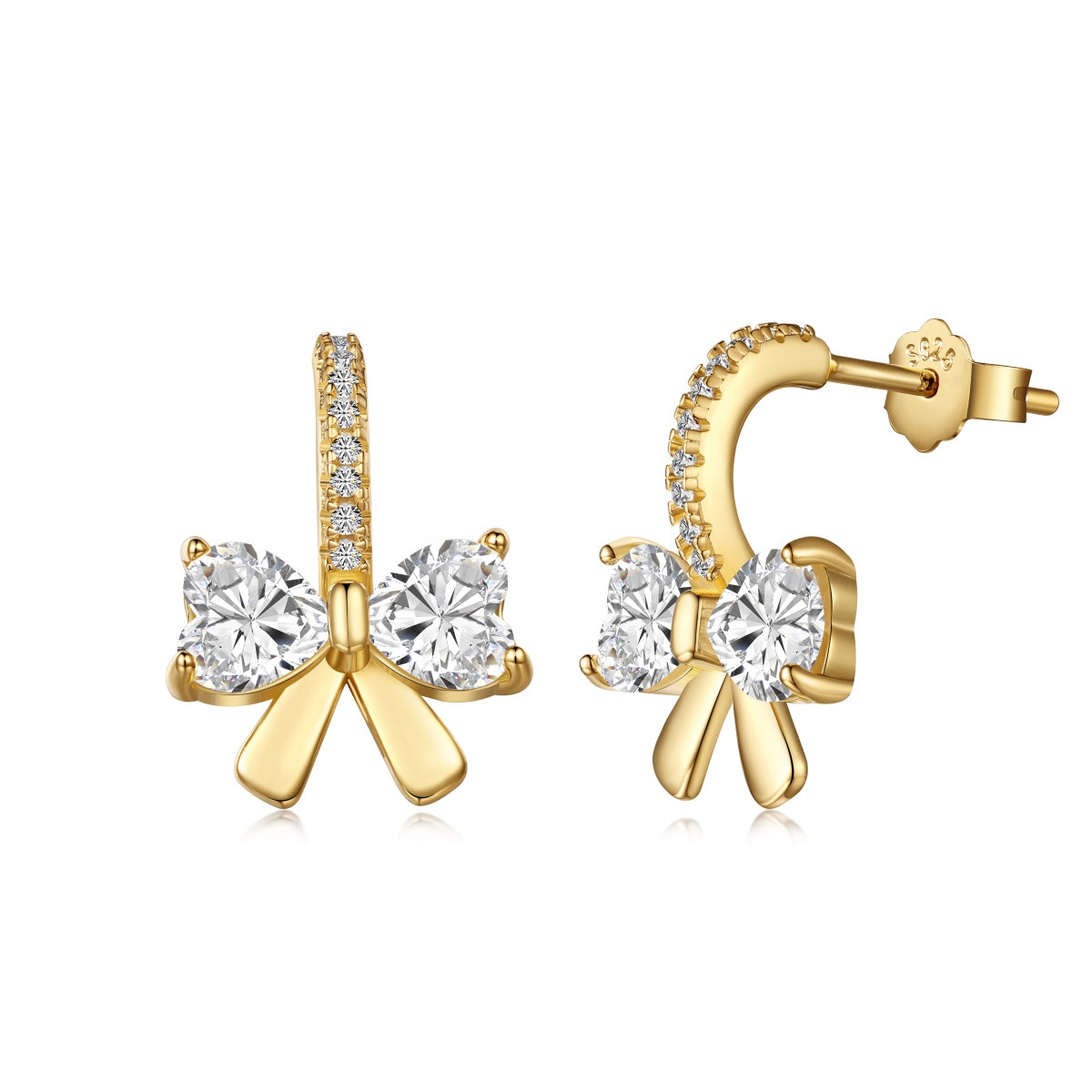 [Polaidi Jewelry]Exquisite Earrings With Heart-Shaped Bow Design