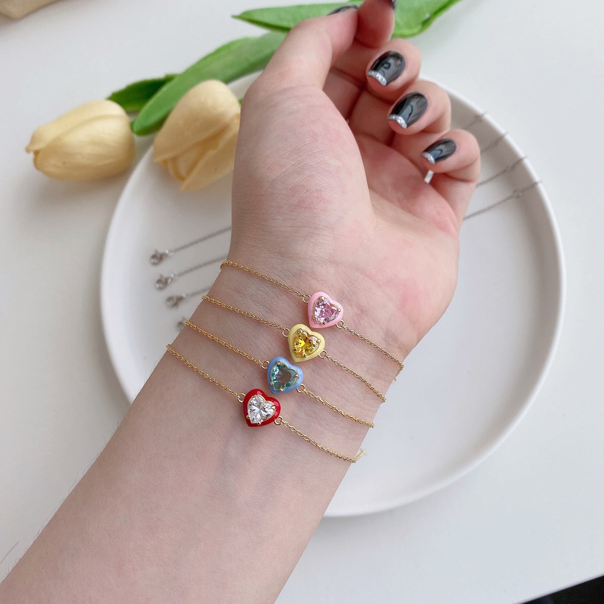 [Polaidi Jewelry]Sparkling Romantic Heart Shape Lover Bracelet