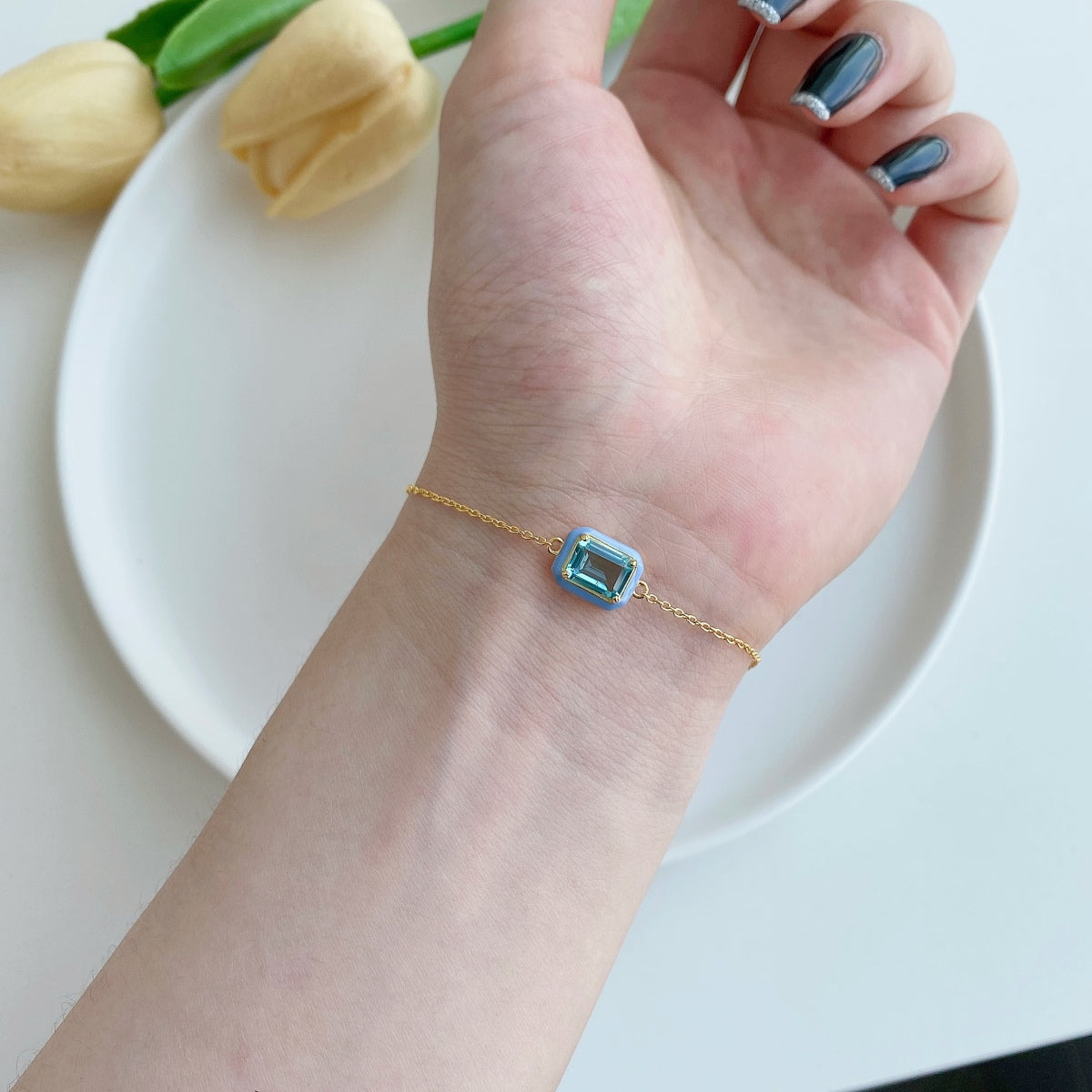 [Polaidi Jewelry]2.0 Carat Sparkling Colorful Emerald Cut Daily Bracelet