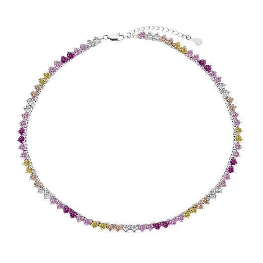 [Polaidi Jewelry ]Sparkling Colorful Full Heart Tennis Necklace