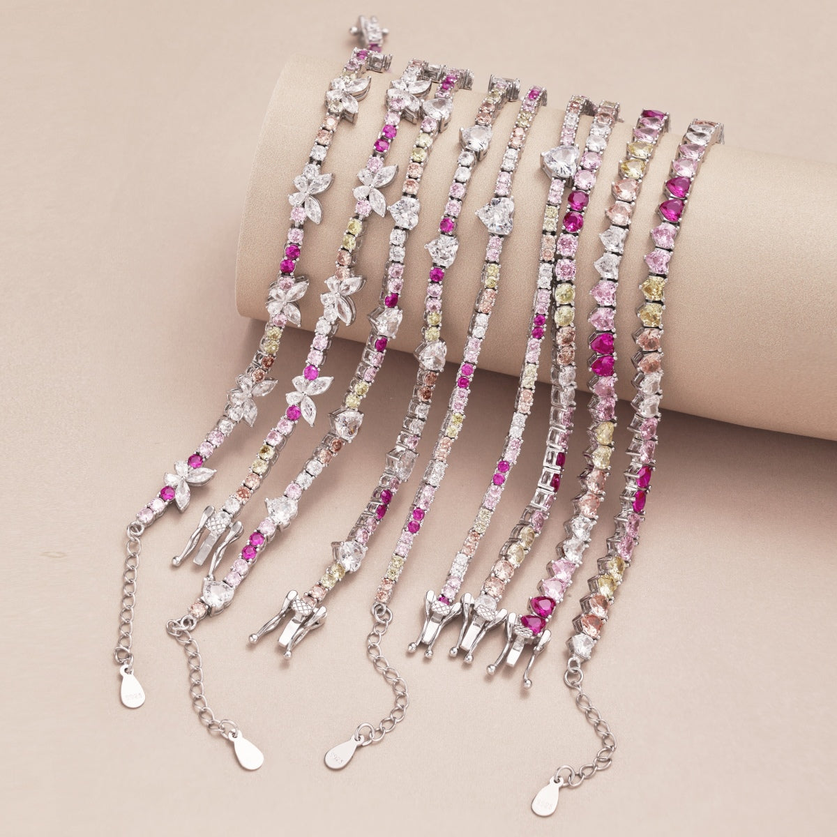[Polaidi Jewelry]Delicate Colorful Rainbow Tennis Chain