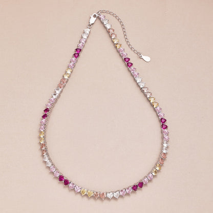 [Polaidi Jewelry]Sparkling Colorful Full Heart Tennis Necklace