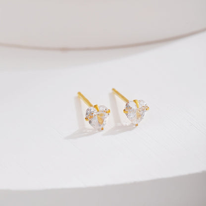 [Polaidi Jewelry]Sparkling Heart Shaped Simple Earrings