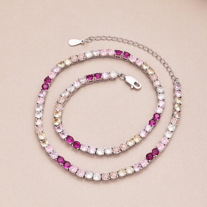 [Polaidi Jewelry]Delicate Colorful Tennis Necklace