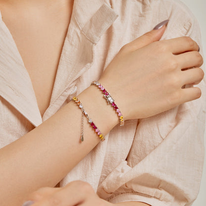 [Polaidi Jewelry]Luxurious Colorful Romantic Heart Shape Lover Bracelet