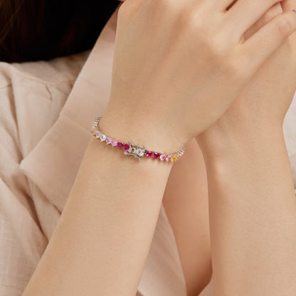 [Polaidi Jewelry]Luxurious Colorful Romantic Heart Shape Lover Bracelet