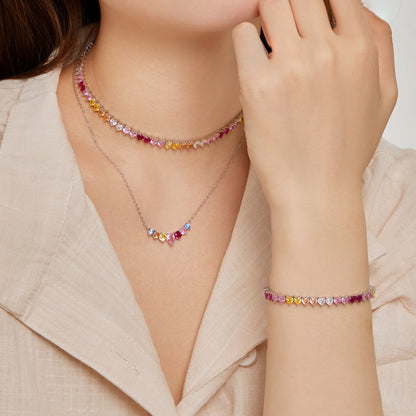 [Polaidi Jewelry]Luxurious Colorful Romantic Heart Shape Lover Bracelet