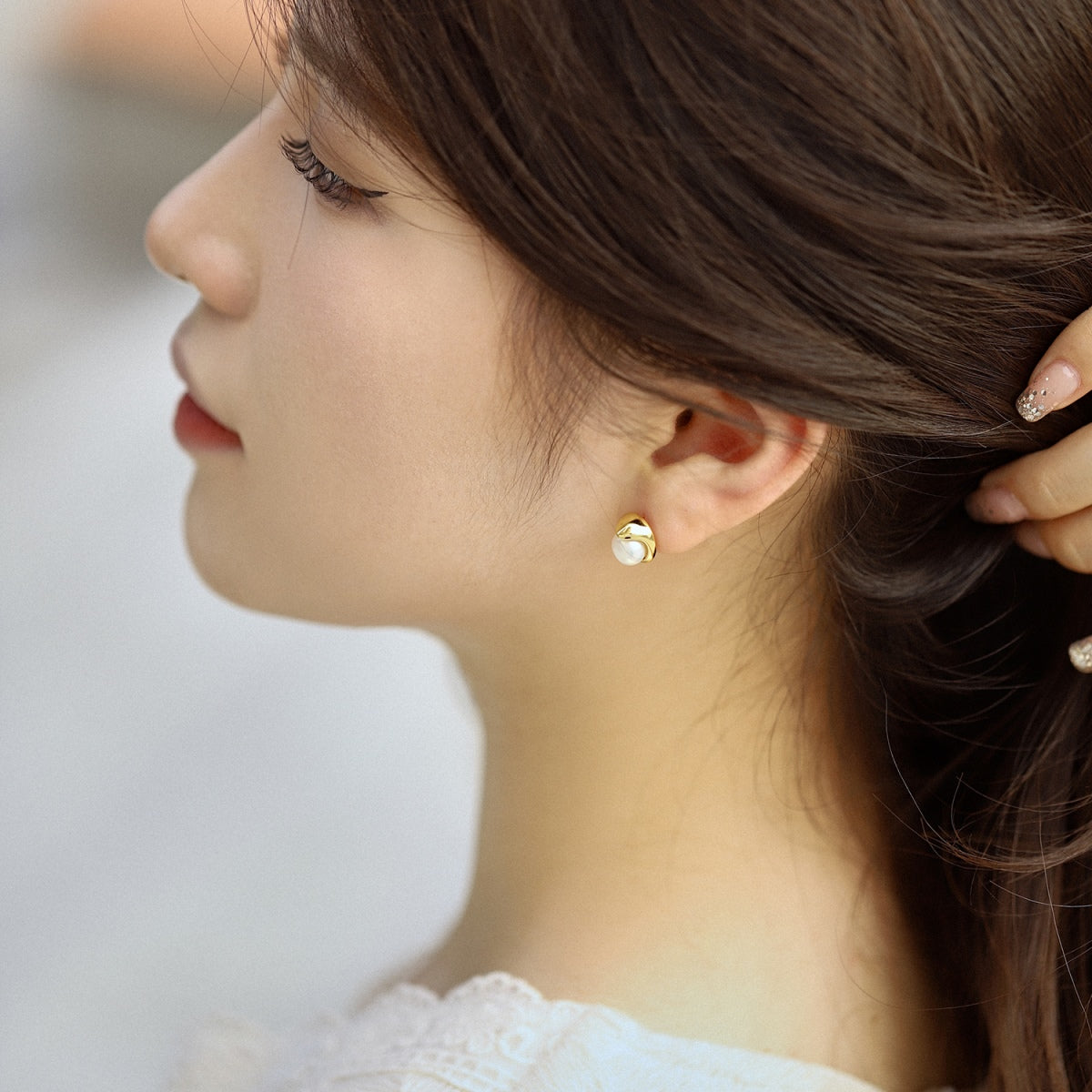 [Polaidi Jewelry]Dainty Bread Pearl Earrings