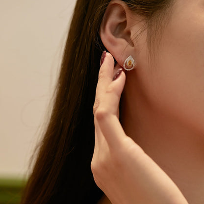 [Polaidi Jewelry]Sparkling Delicate Water Drop Shape Daily Earrings