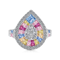 [Polaidi Jewelry ]Elegant Colorful Water Drop Shape Banquet Ring