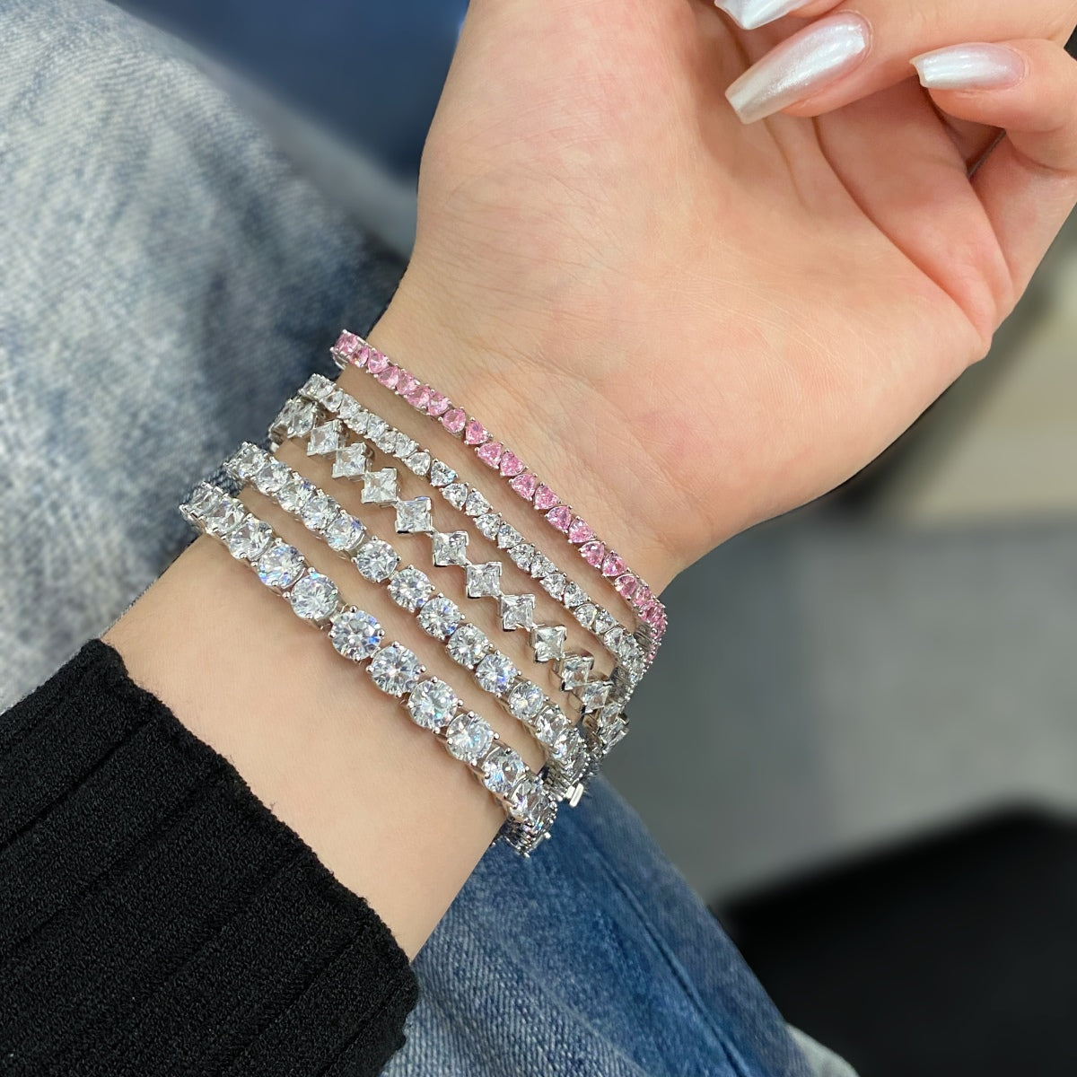 [Polaidi Jewelry]0.5 Carat Ornate Princess Cut Daily Bracelet
