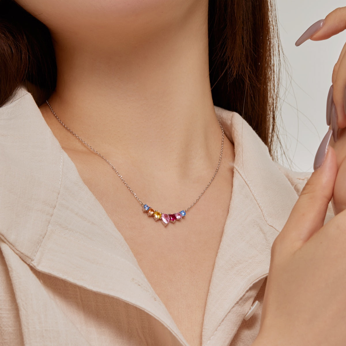 [Polaidi Jewelry]Dainty Colorful Heart Necklace