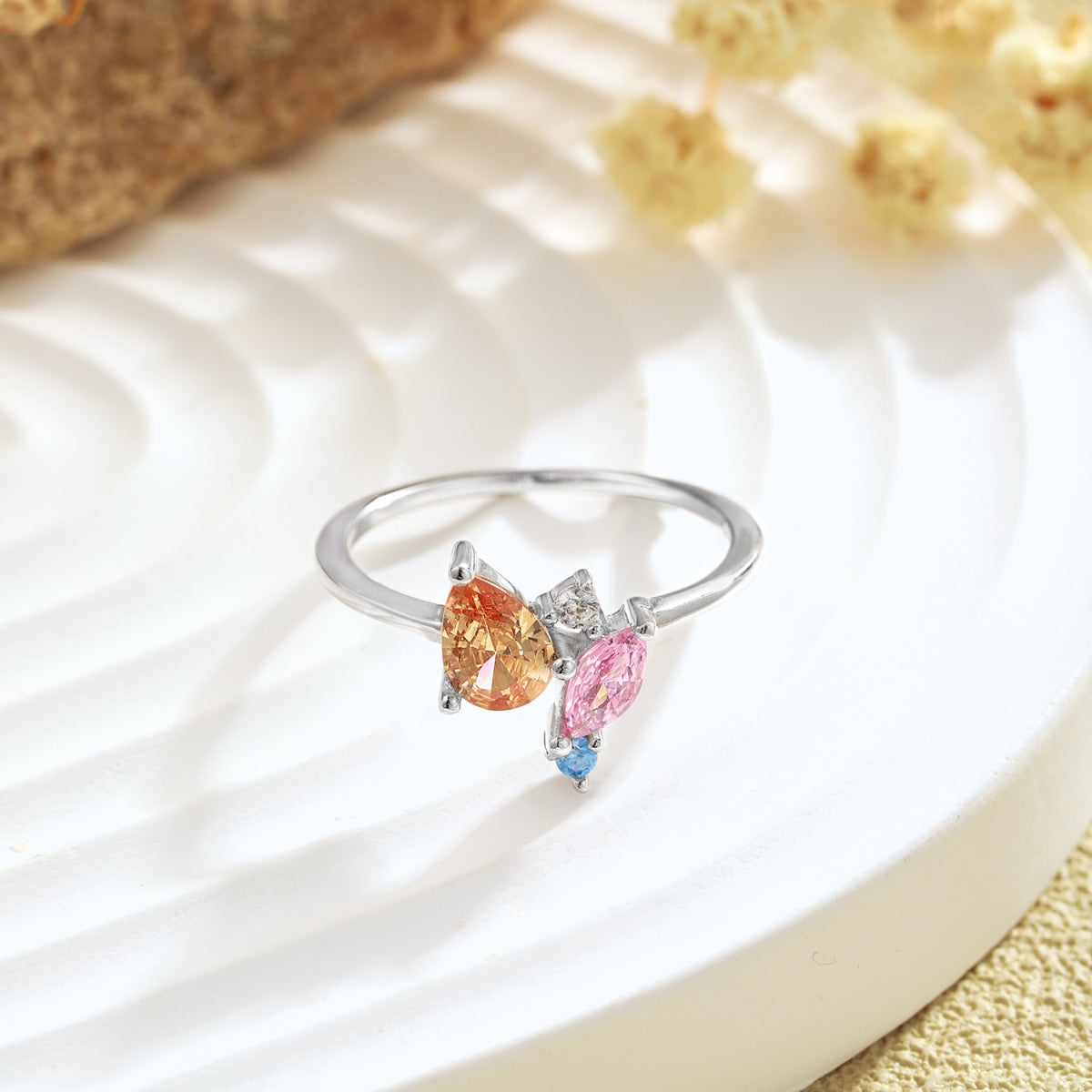 [Polaidi Jewelry]Radiant Colorful Multi Cut Daily Ring