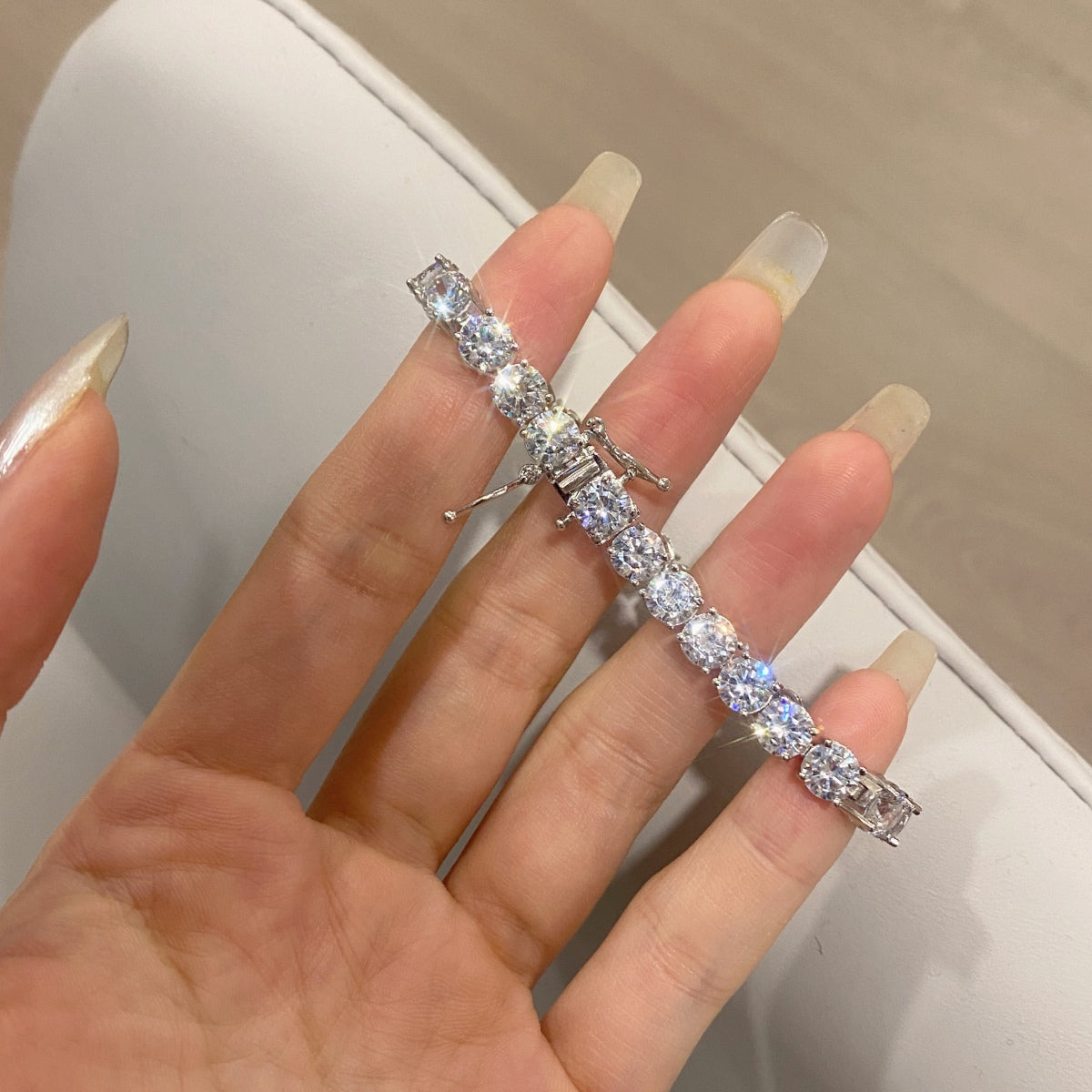 [Polaidi Jewelry]Ornate Sparkling Round Cut Wedding Bracelet