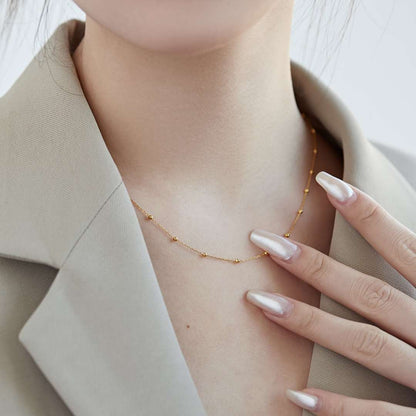 [Polaidi Jewelry]Small Bead Clavicle Chain Simple Necklace