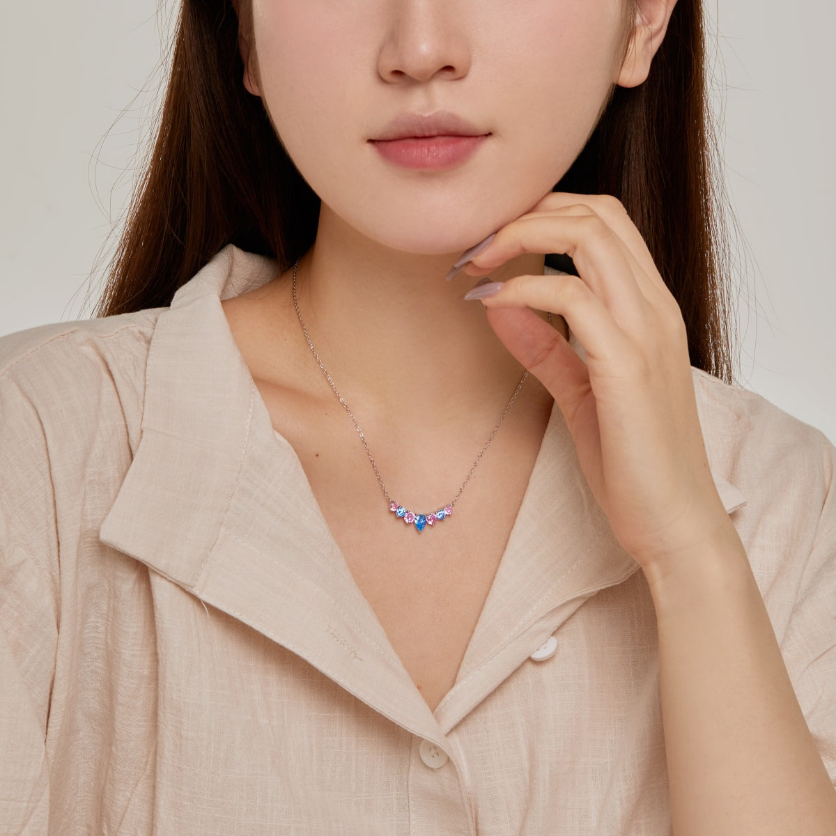 [Polaidi Jewelry]Dainty Colorful Heart Necklace