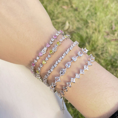 [Polaidi Jewelry]0.5 Carat Ornate Princess Cut Daily Bracelet