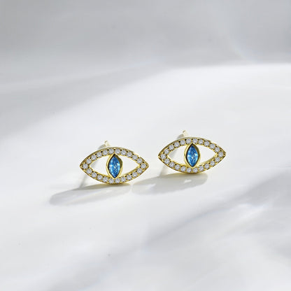 [Polaidi Jewelry]Blue Devil Eyes Hollow Stud Earrings