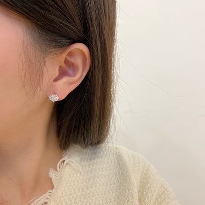 [Polaidi Jewelry]Stylish Shiny Round Center Stone Stud Earrings