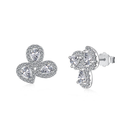 [Polaidi Jewelry]Ornate Flower Shape Pear Cut Lover Earrings