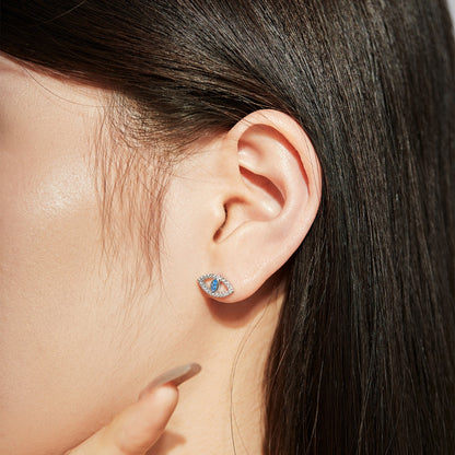 [Polaidi Jewelry]Blue Devil Eyes Hollow Stud Earrings