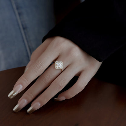 [Polaidi Jewelry]Luxurious Eternity Flower Shape Banquet Ring