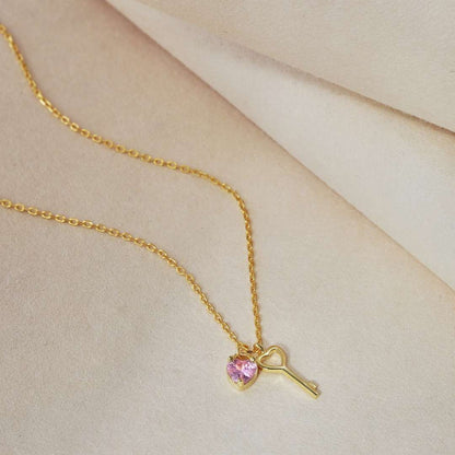 [Polaidi Jewelry]Unique Heart Shape Key Pendent Necklace