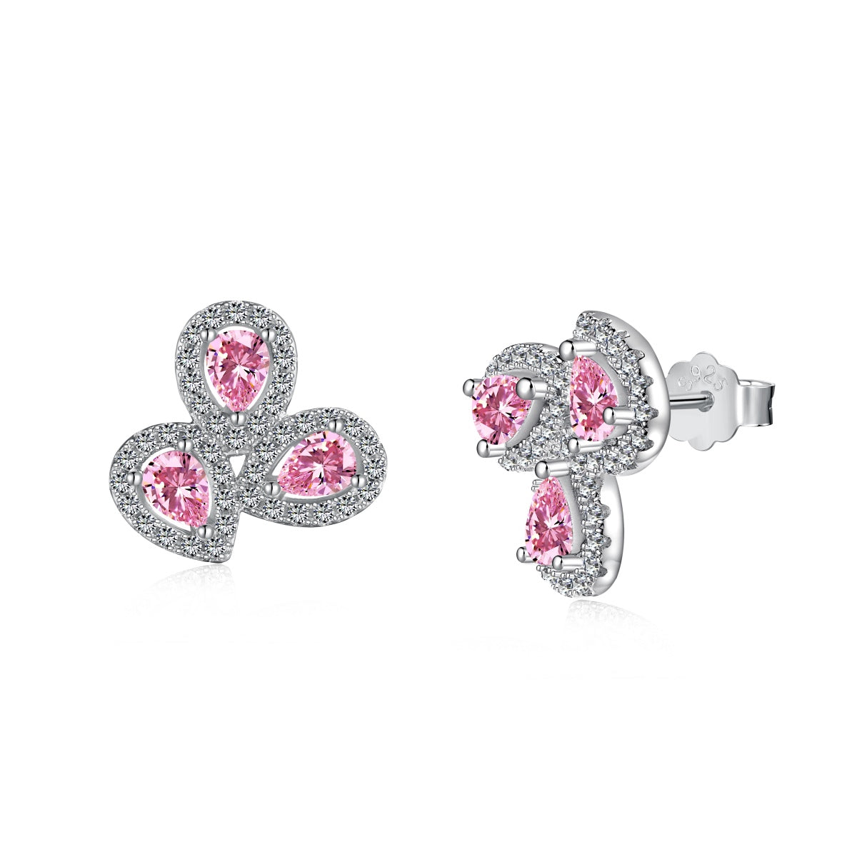 [Polaidi Jewelry]Ornate Flower Shape Pear Cut Lover Earrings