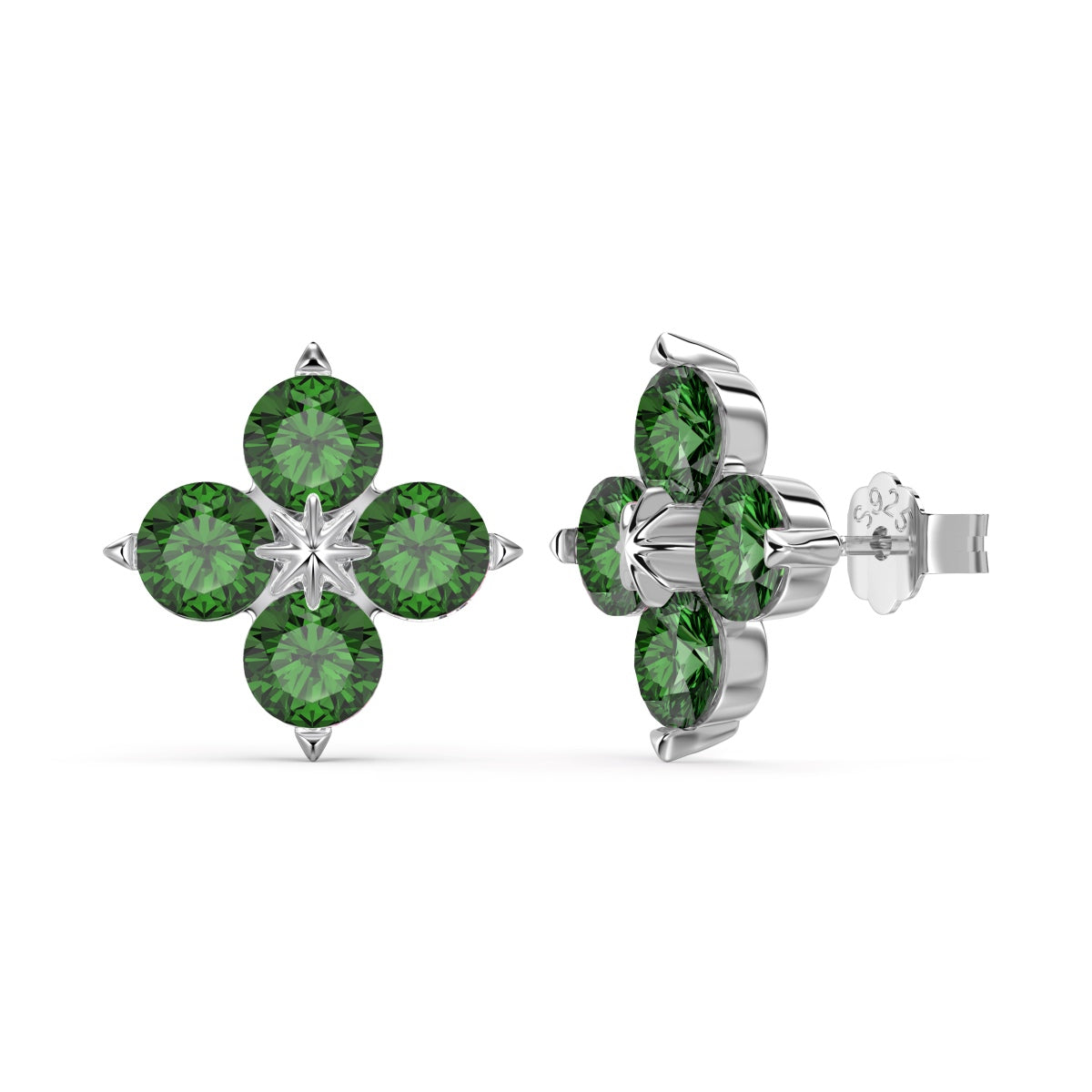 [Polaidi Jewelry]Four-Leaf Clover Eight-Pointed Star Earrings