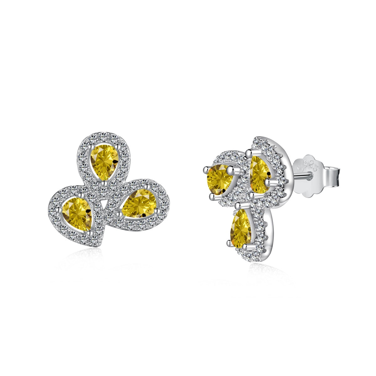 [Polaidi Jewelry]Ornate Flower Shape Pear Cut Lover Earrings