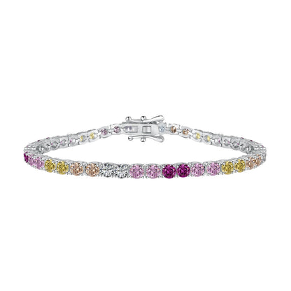 [Polaidi Jewelry]Radiant Colorful Round Cut Tennis Bracelet