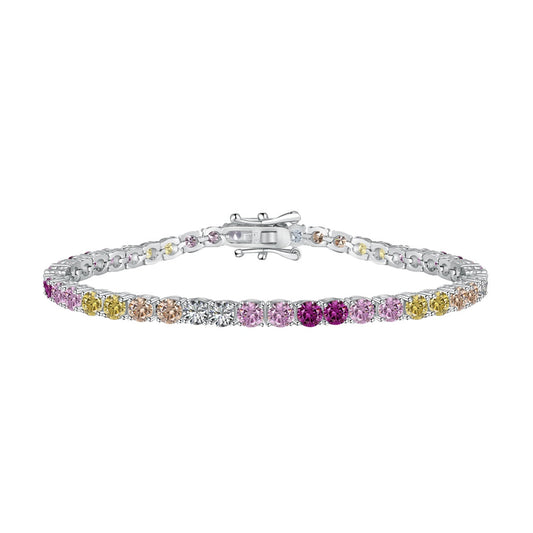 [Polaidi Jewelry ]Radiant Colorful Round Cut Tennis Bracelet