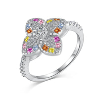 [Polaidi Jewelry ]Luxurious Colorful Flower Shape Banquet Ring