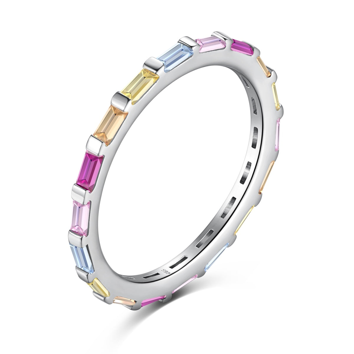 [Polaidi Jewelry]Exquisite Multicolored Emerald Cut Daily Ring