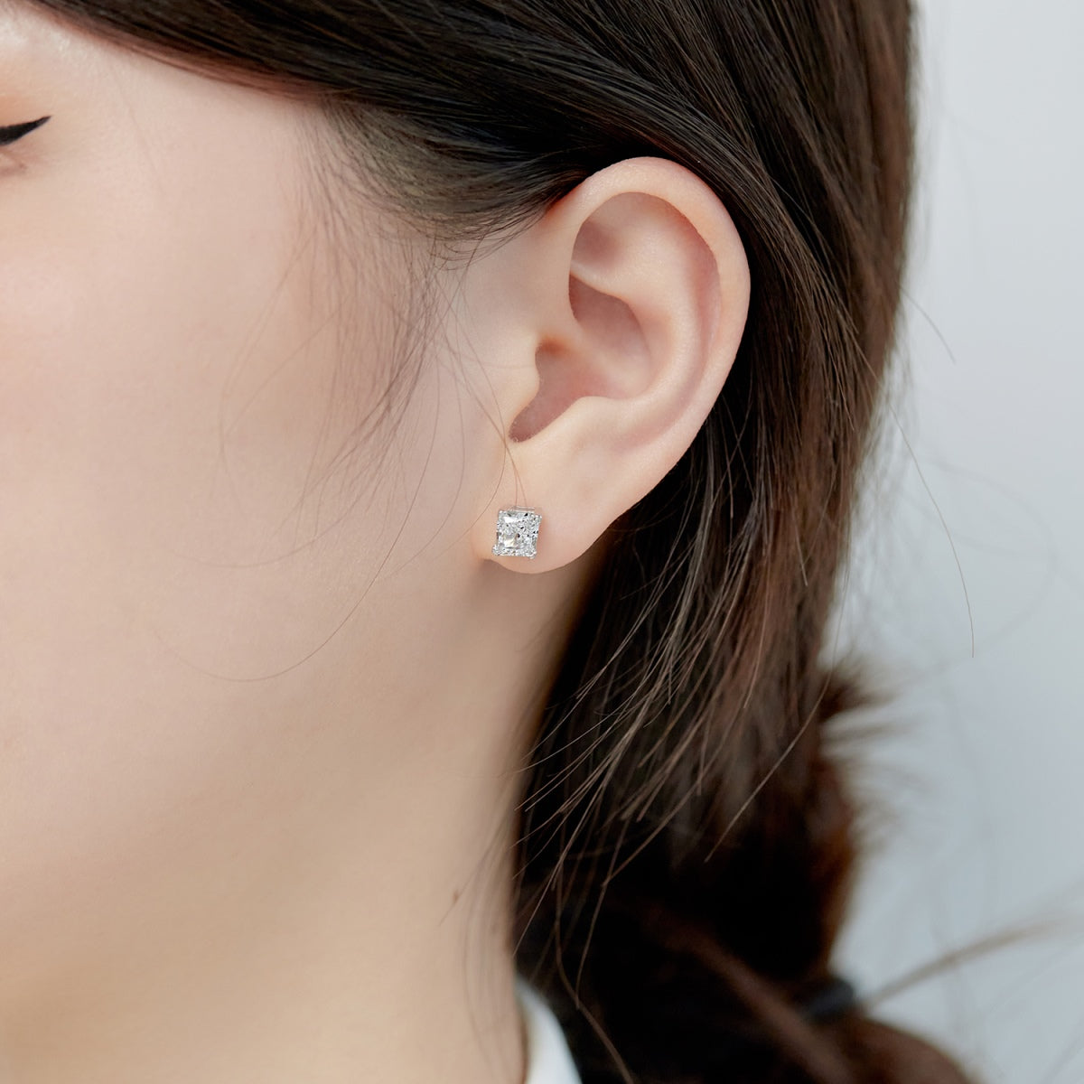 [Polaidi Jewelry]1.0 Carat Radiant Princess Cut Wedding Earrings