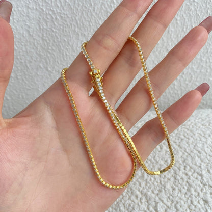 [Polaidi Jewelry]Delicate Round Shape Tennis Necklace