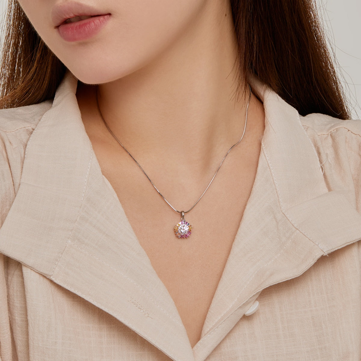 [Polaidi Jewelry]Charming Flower Colorful Necklace