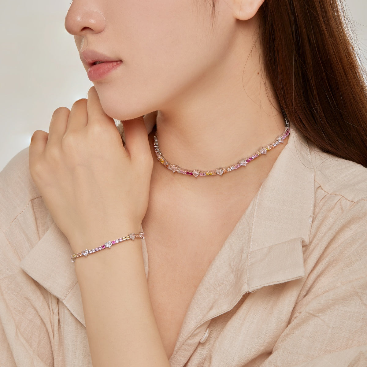 [Polaidi Jewelry]Delicate Romantic Heart Shape Lover Bracelet