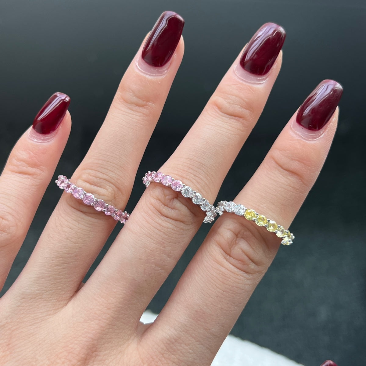 [Polaidi Jewelry]Sparkling Round Cut Tennis Ring