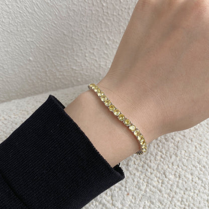 [Polaidi Jewelry]Ornate Dazzling Round Cut Tennis Bracelet