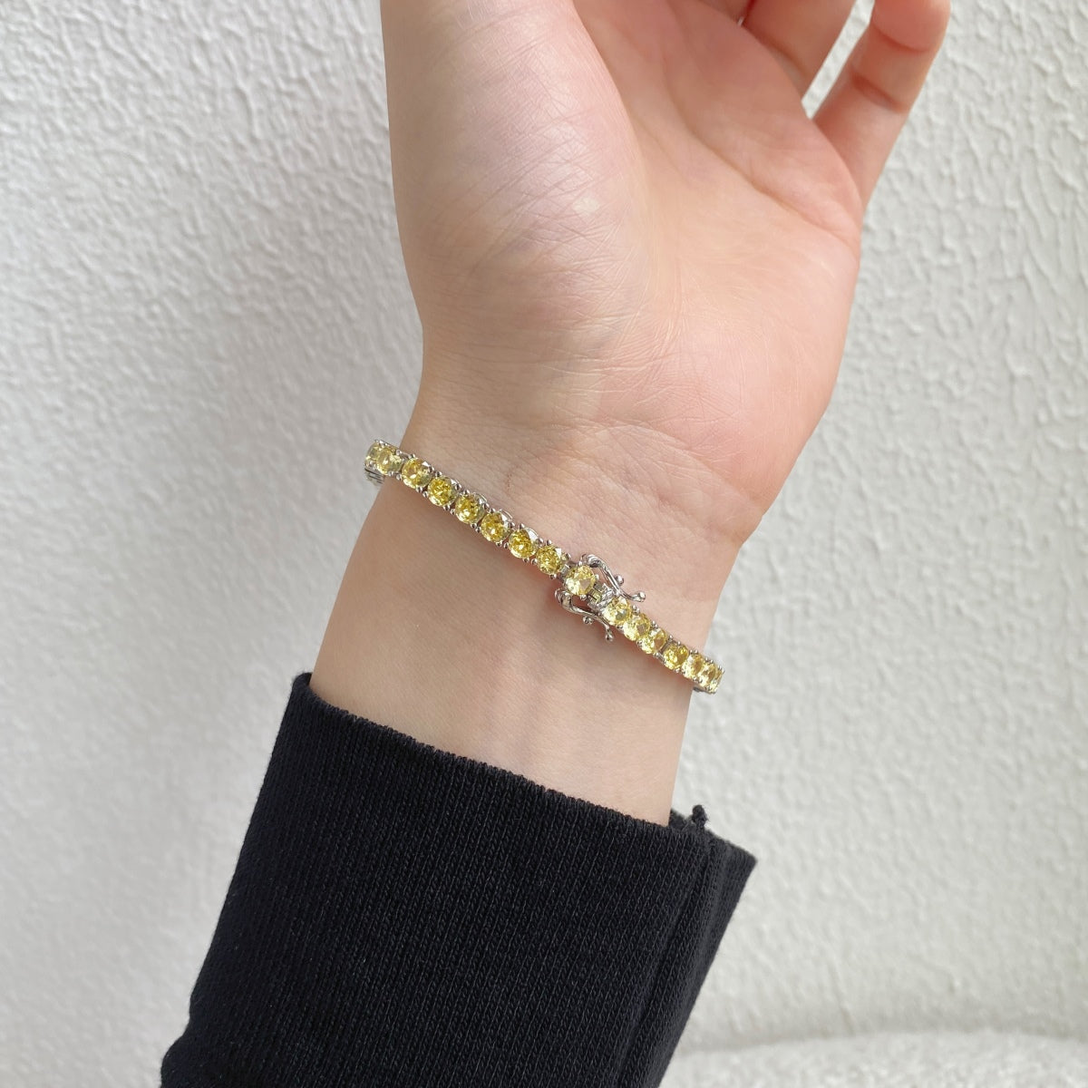 [Polaidi Jewelry]Ornate Dazzling Round Cut Tennis Bracelet