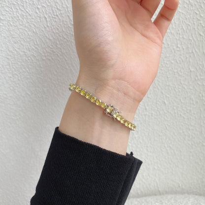 [Polaidi Jewelry]Ornate Dazzling Round Cut Tennis Bracelet