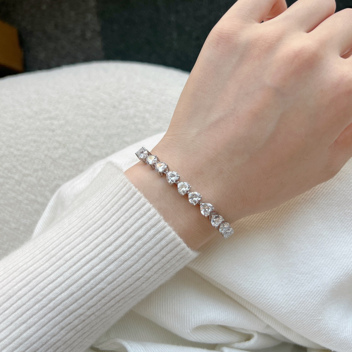 [Polaidi Jewelry]0.75 Carat Elegant Romantic Heart Shape Lover Bracelet