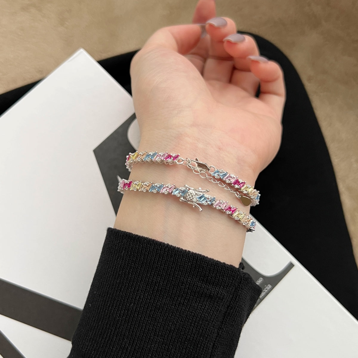 [Polaidi Jewelry]Ornate Sparkling Multi Cut Party Bracelet