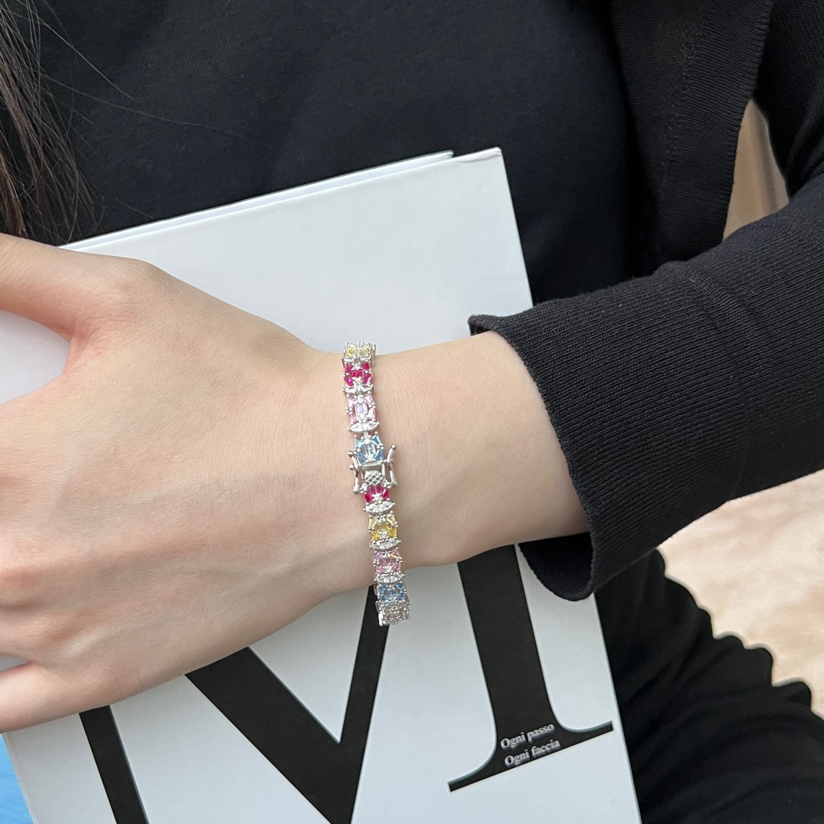 [Polaidi Jewelry]Delicate Colorful Multi Cut Party Bracelet