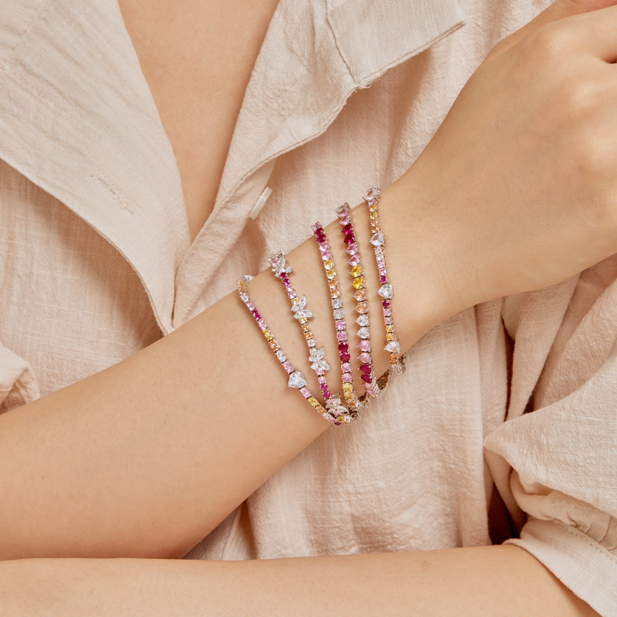 [Polaidi Jewelry]Romantic Heart Shape Round Cut Lover Bracelet